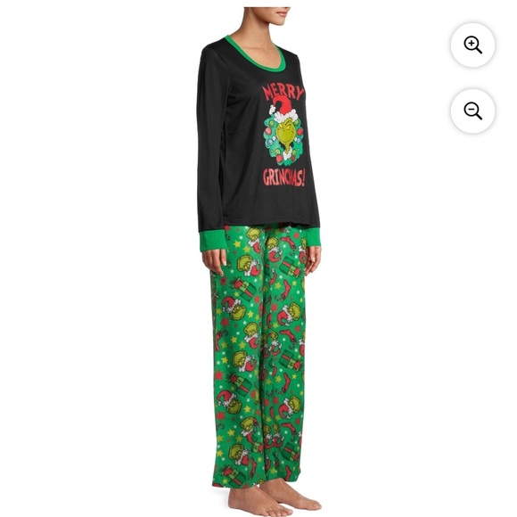 (P1) Dr. Seuss Grinch Women's 2 Piece Christmas Pajamas, Size M, XL - Picture 8 of 11